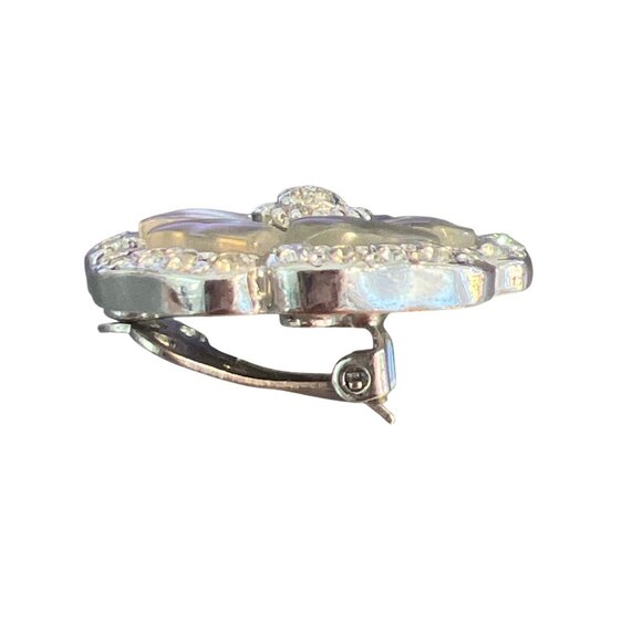 Vintage Replica SINGLE Clip On Earring Italy Lucite CZ Silver Tone Replacement - Picture 3 of 7